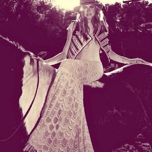 NWT White NightCap Clothing Victorian Lace Caletto Wedding Dress Long Boho XS/S